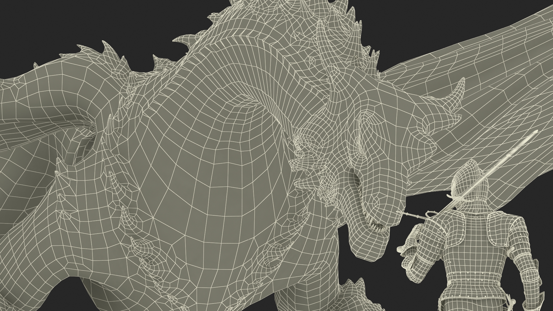 Dragon Guarding Treasures with Knight 3D