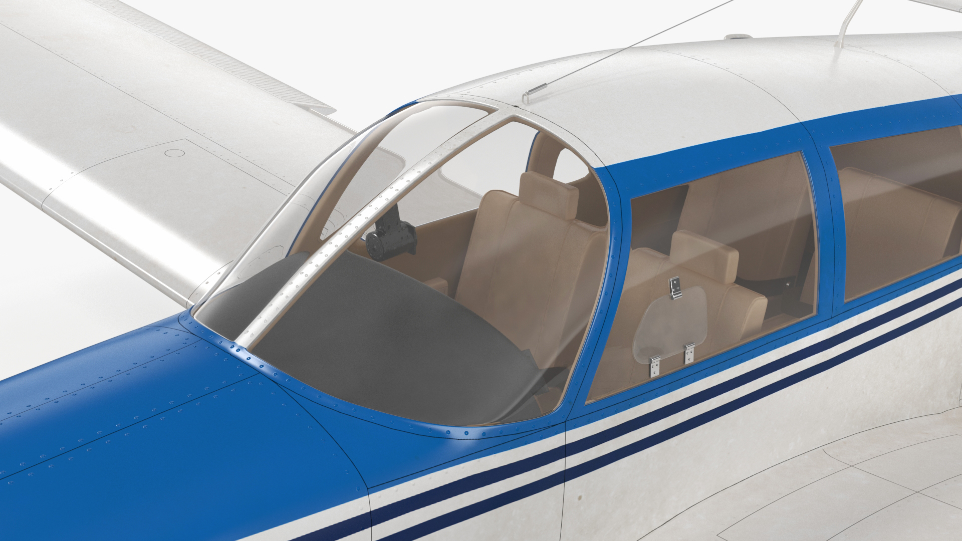 Personal Seaplane Aircraft Piper PA-28 Cherokee Rigged 3D model