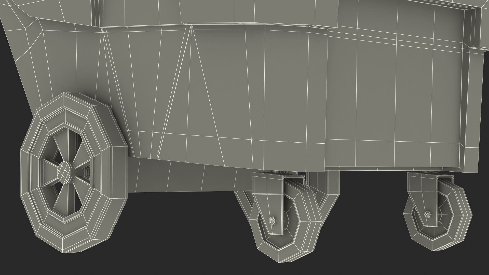 3D Grey Trash Can with Wheels