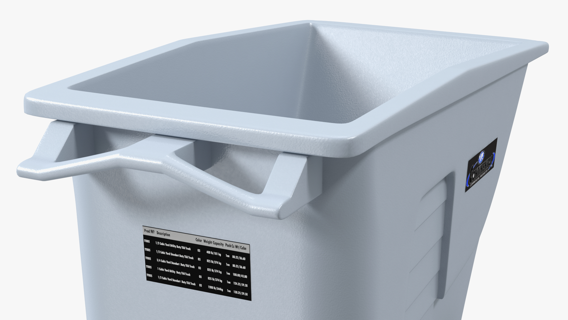 3D Grey Trash Can with Wheels