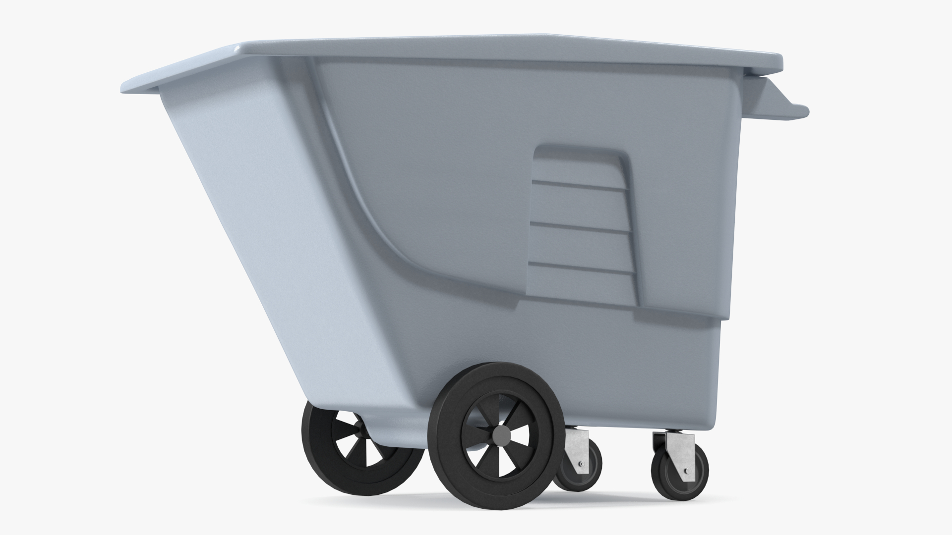 3D Grey Trash Can with Wheels