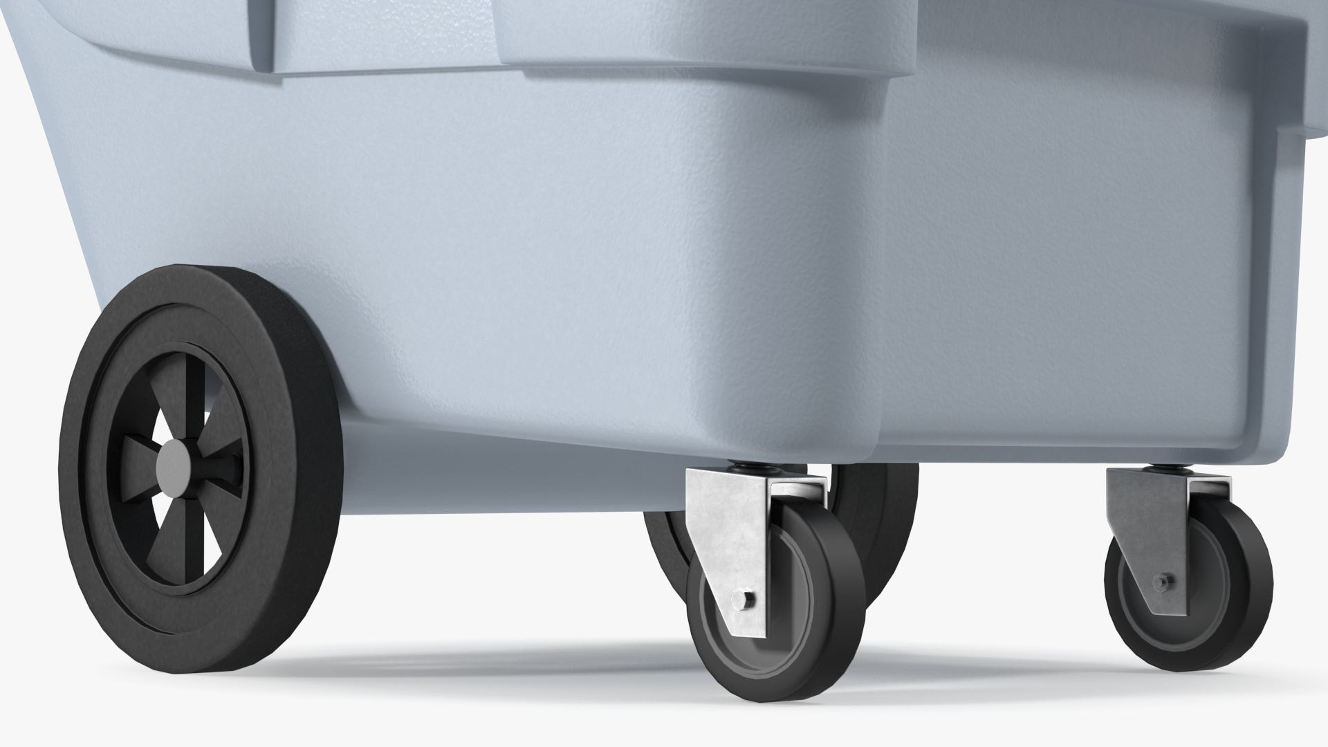 3D Grey Trash Can with Wheels