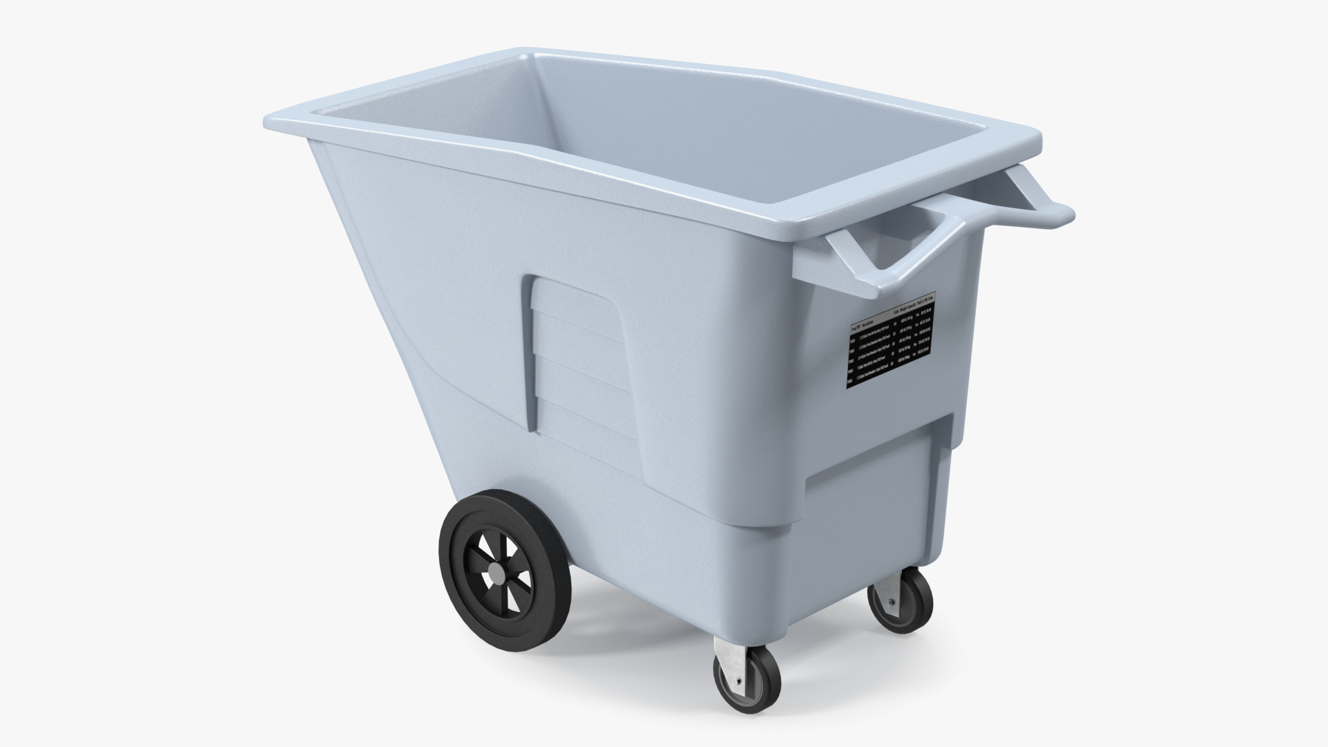 3D Grey Trash Can with Wheels