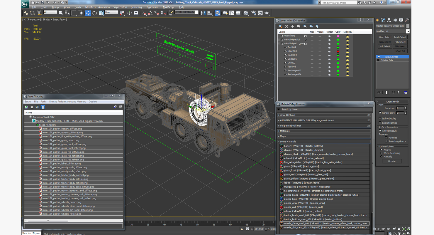3D model Military Truck Oshkosh HEMTT M985 Sand Rigged