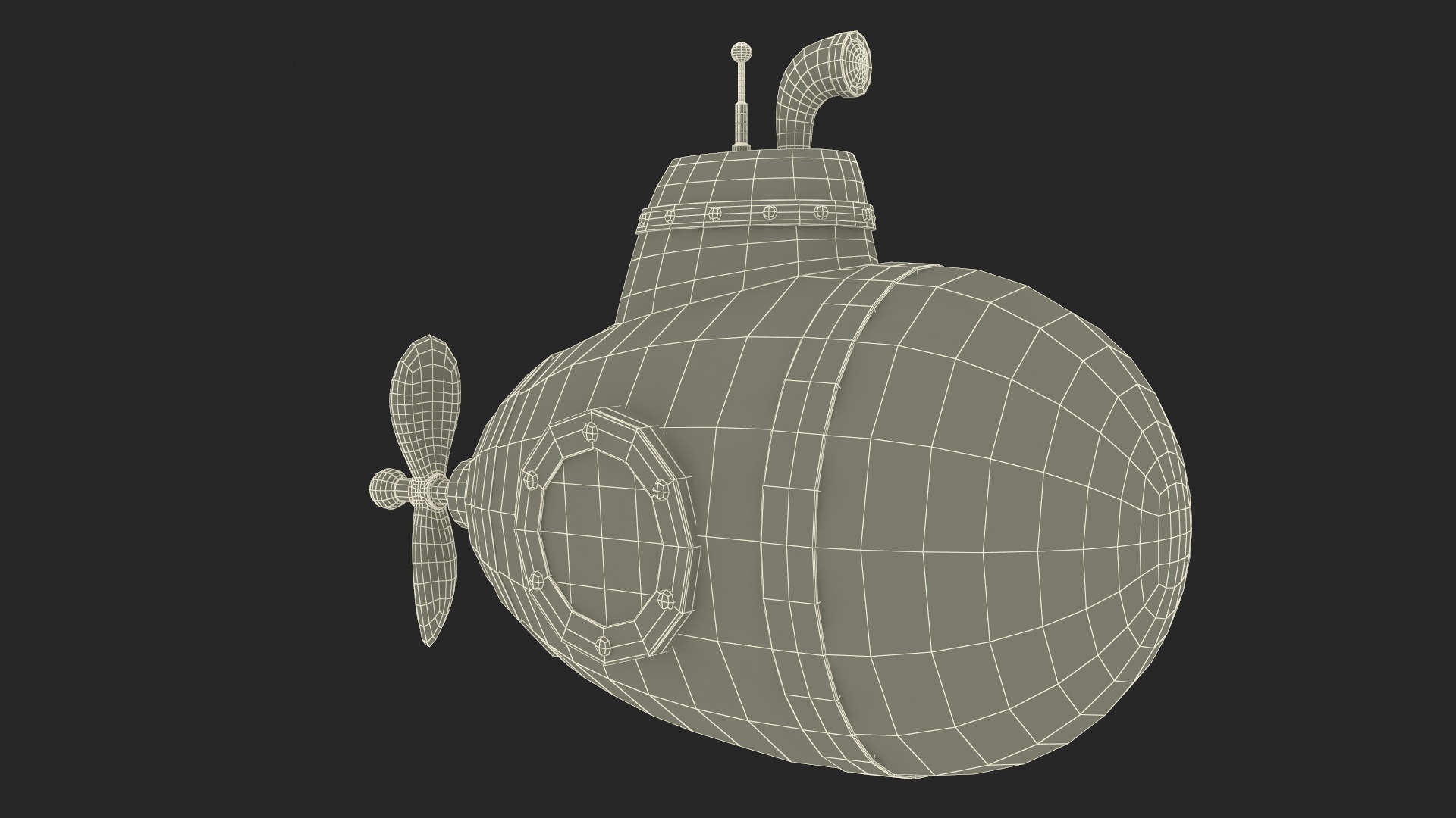 Cartoon Style Submarine Red 3D