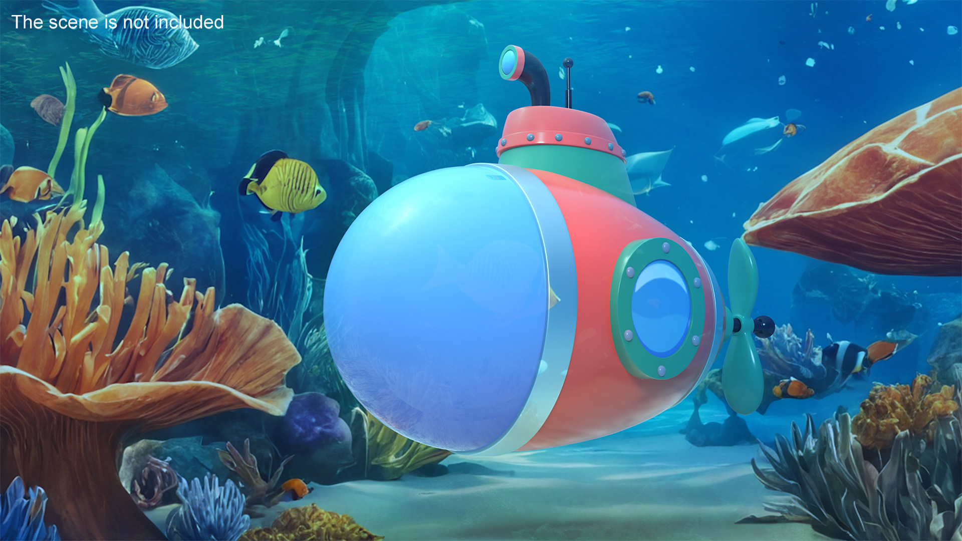 Cartoon Style Submarine Red 3D