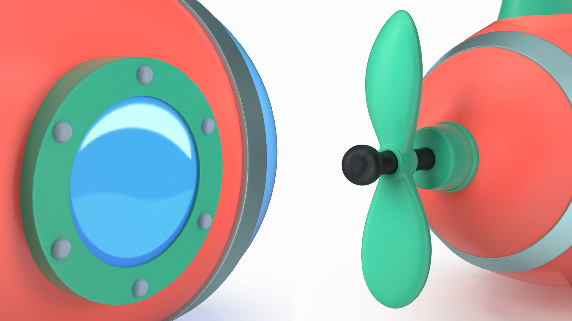 Cartoon Style Submarine Red 3D