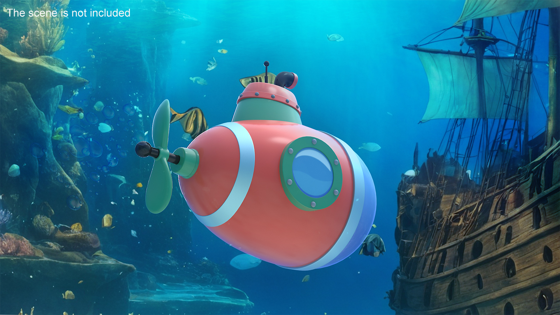 Cartoon Style Submarine Red 3D