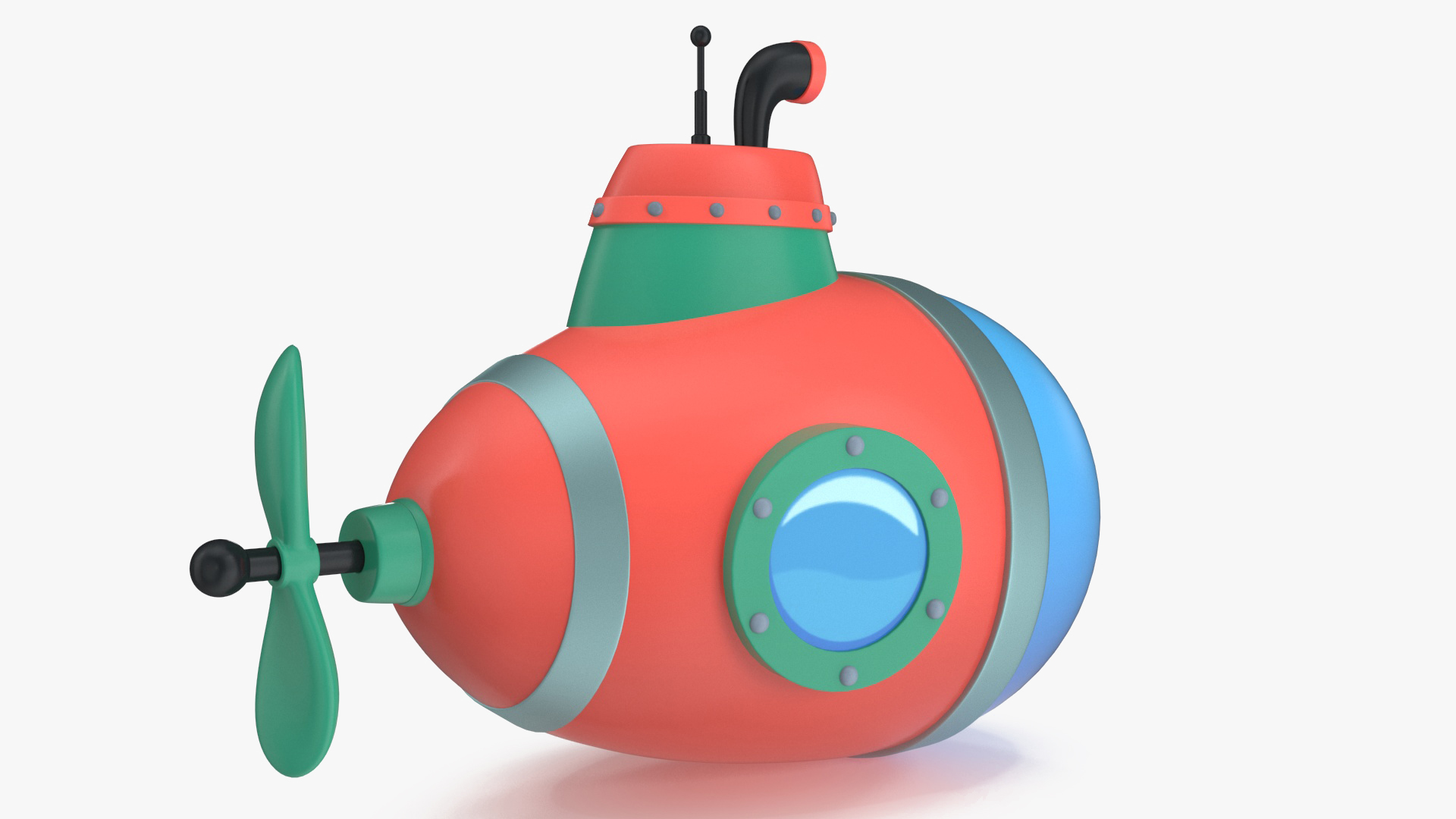 Cartoon Style Submarine Red 3D