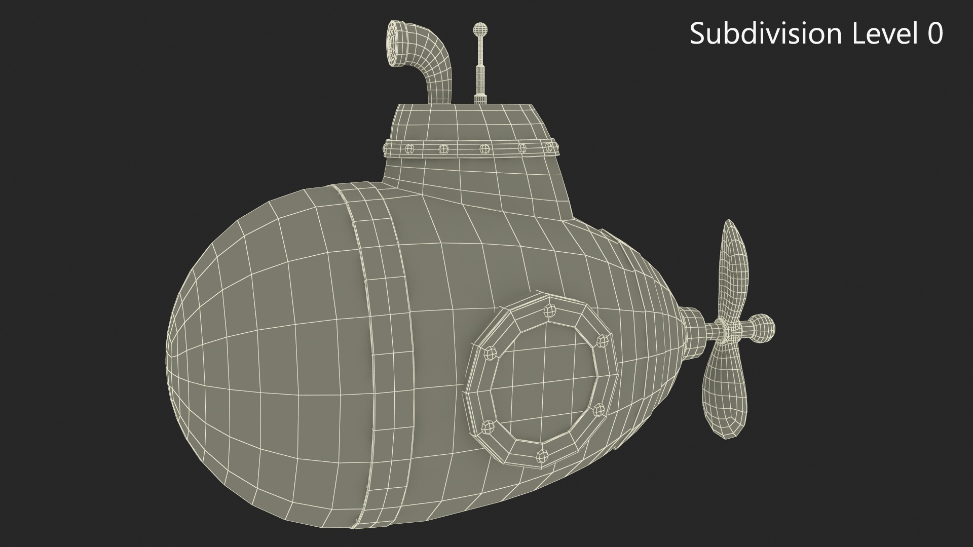 Cartoon Style Submarine Red 3D