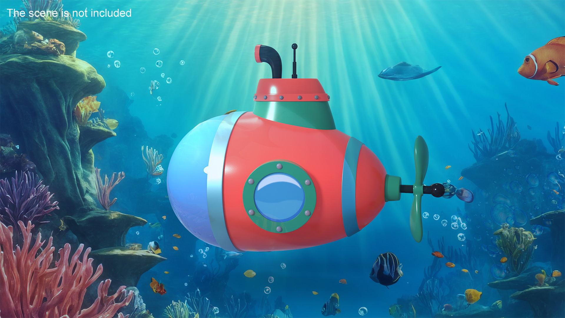 Cartoon Style Submarine Red 3D