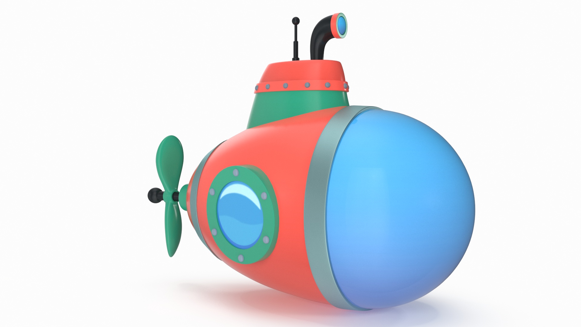 Cartoon Style Submarine Red 3D