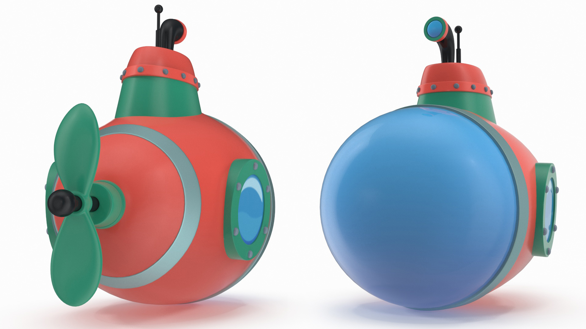 Cartoon Style Submarine Red 3D