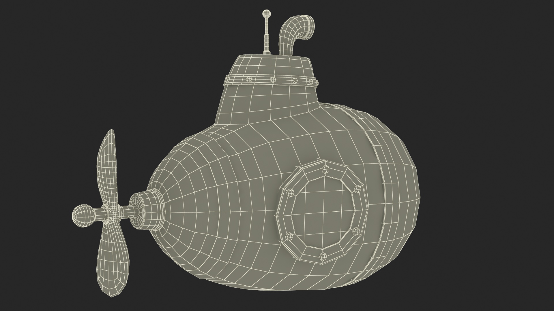 Cartoon Style Submarine Red 3D