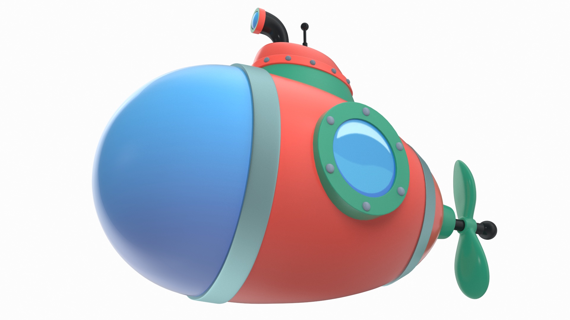 Cartoon Style Submarine Red 3D