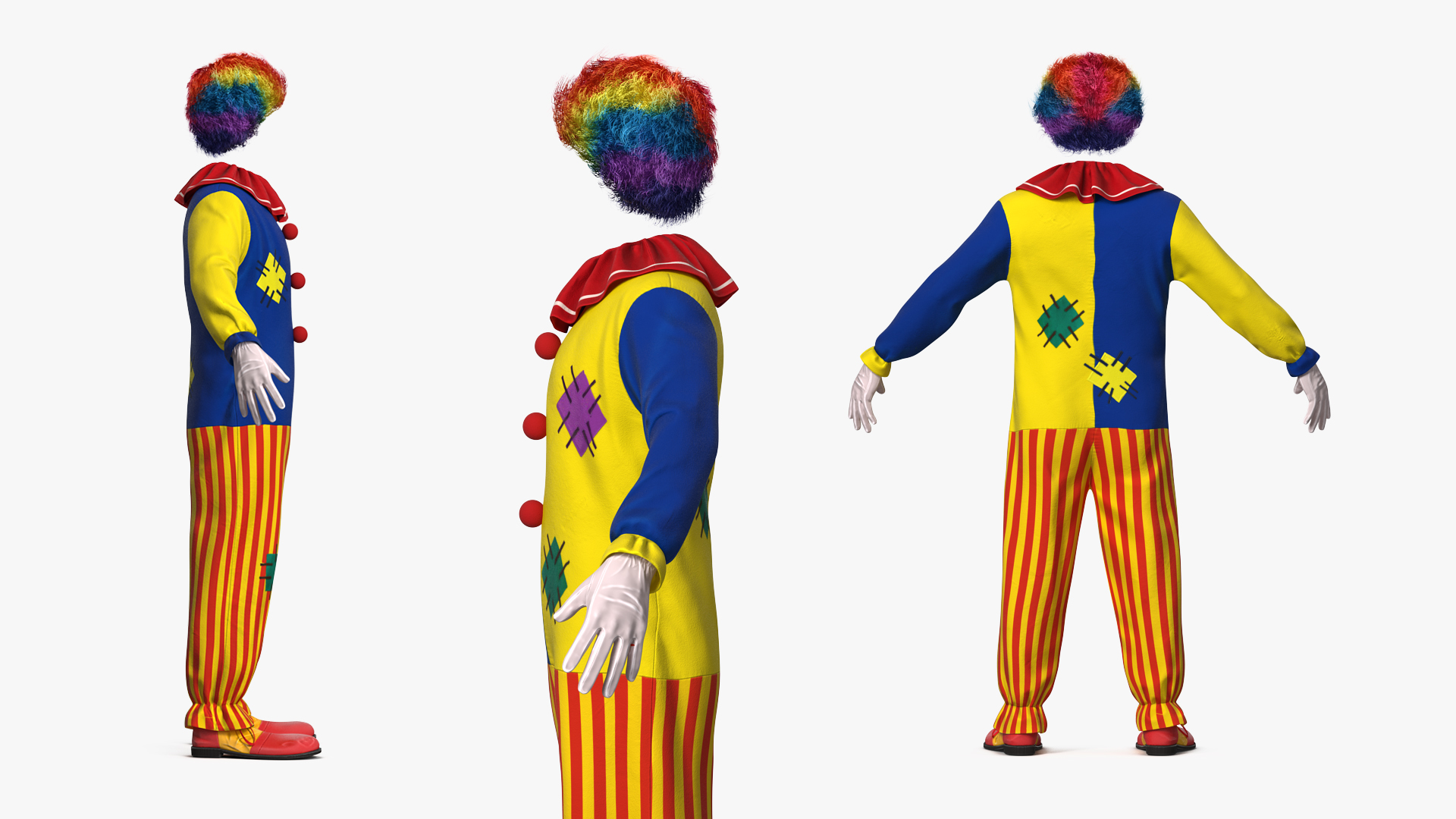 3D Clown Suit with Wig Fur model