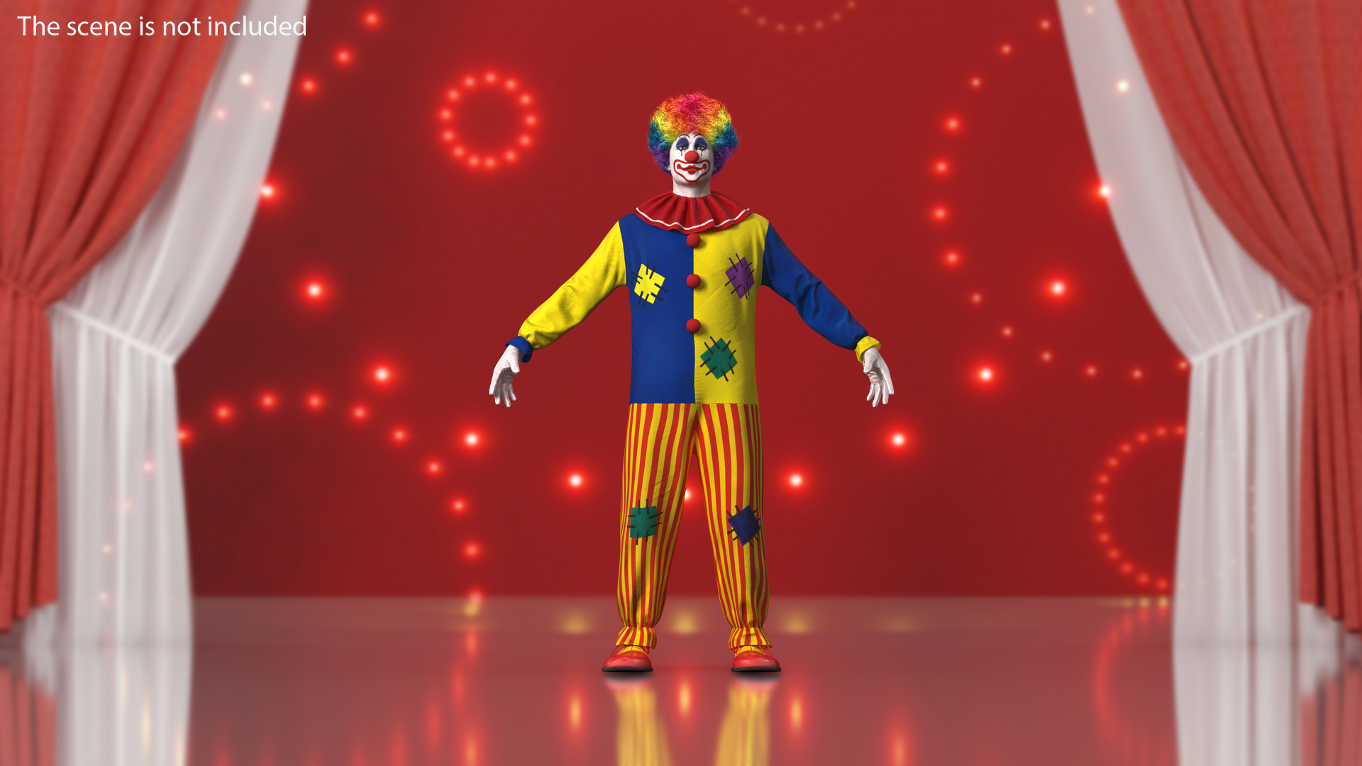 3D Clown Suit with Wig Fur model