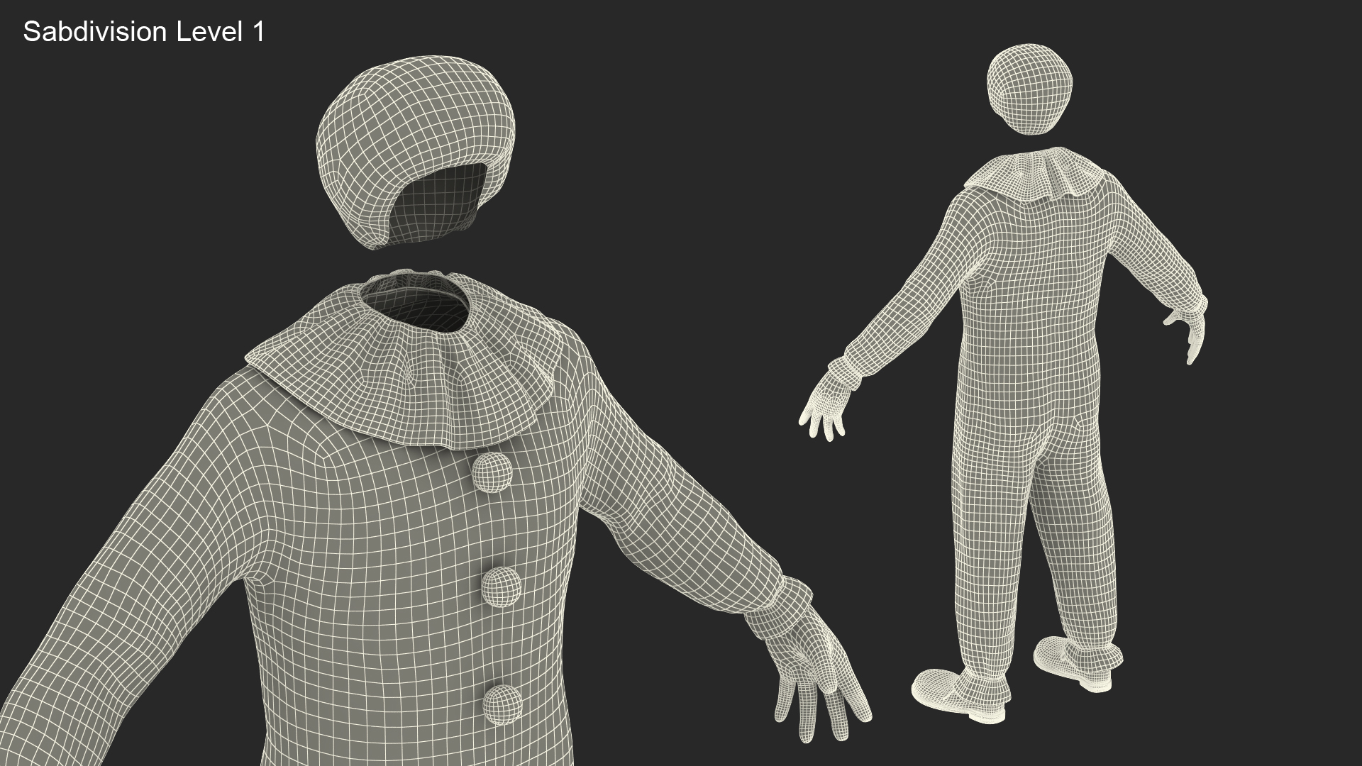 3D Clown Suit with Wig Fur model