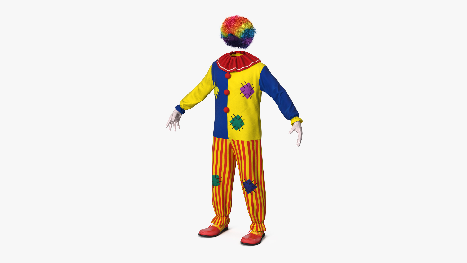3D Clown Suit with Wig Fur model