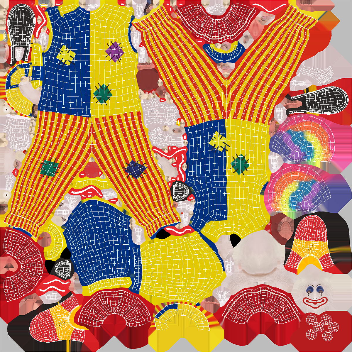 3D Clown Suit with Wig Fur model