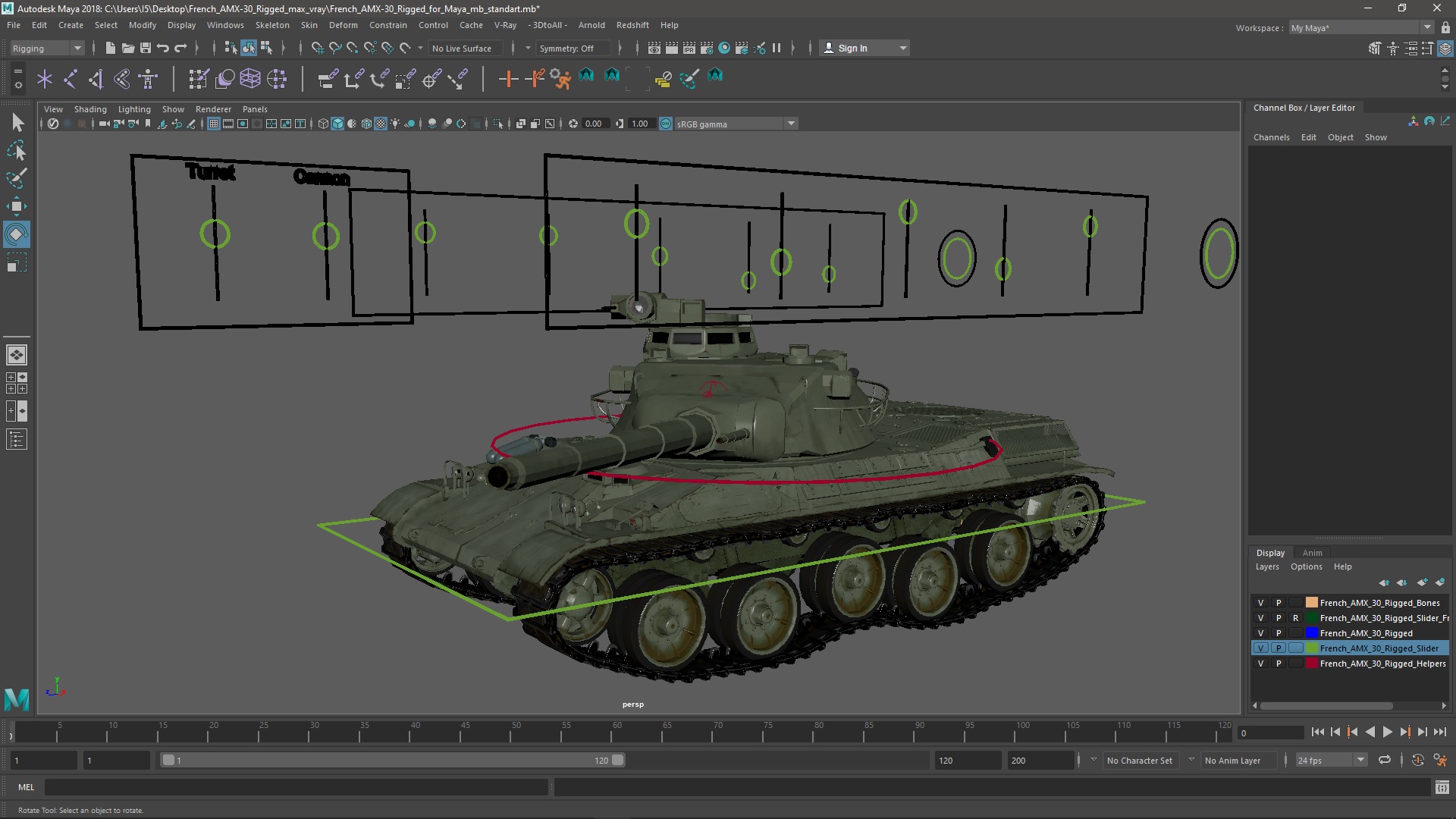 French AMX-30 Rigged for Maya 3D model