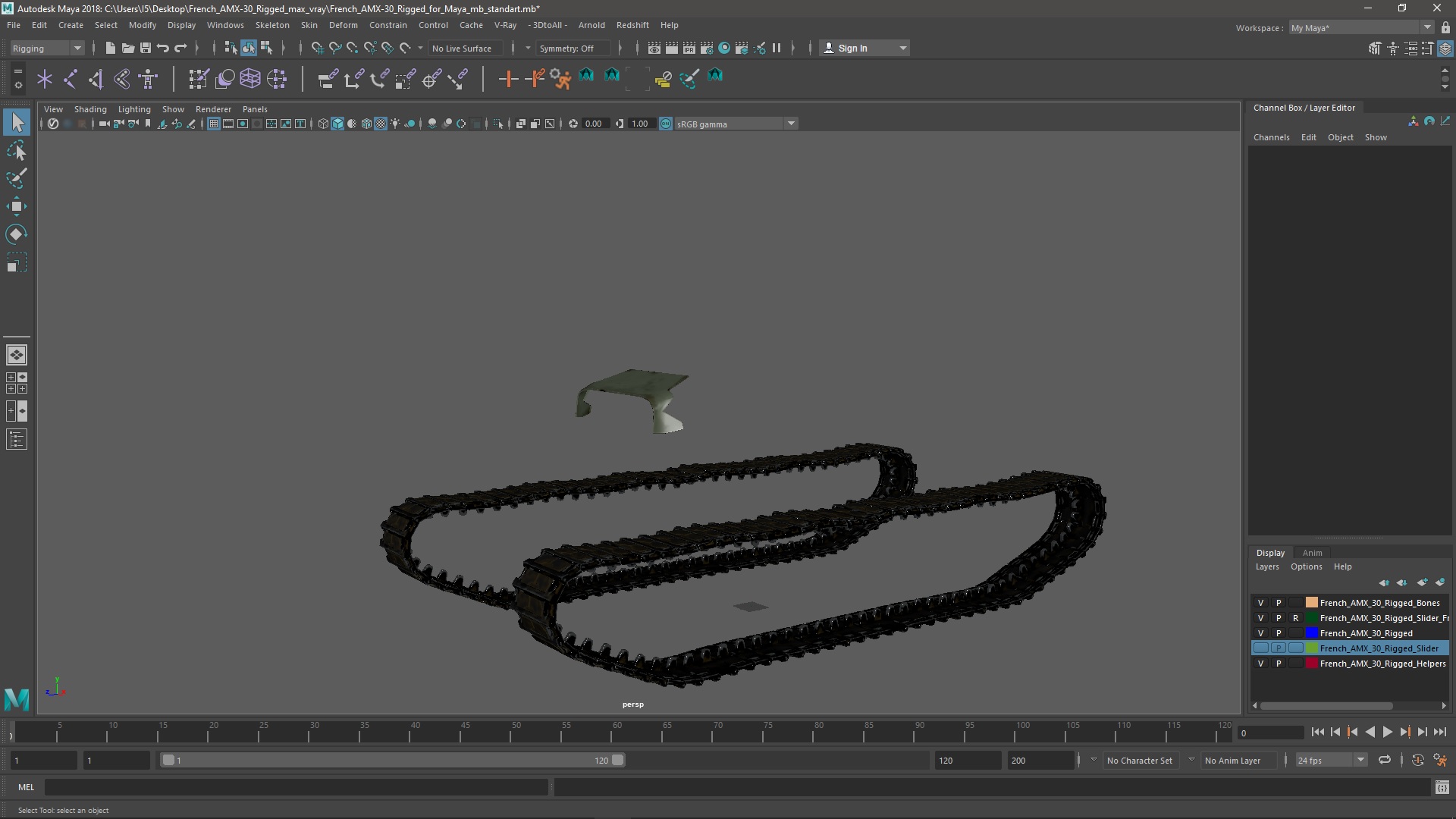 French AMX-30 Rigged for Maya 3D model