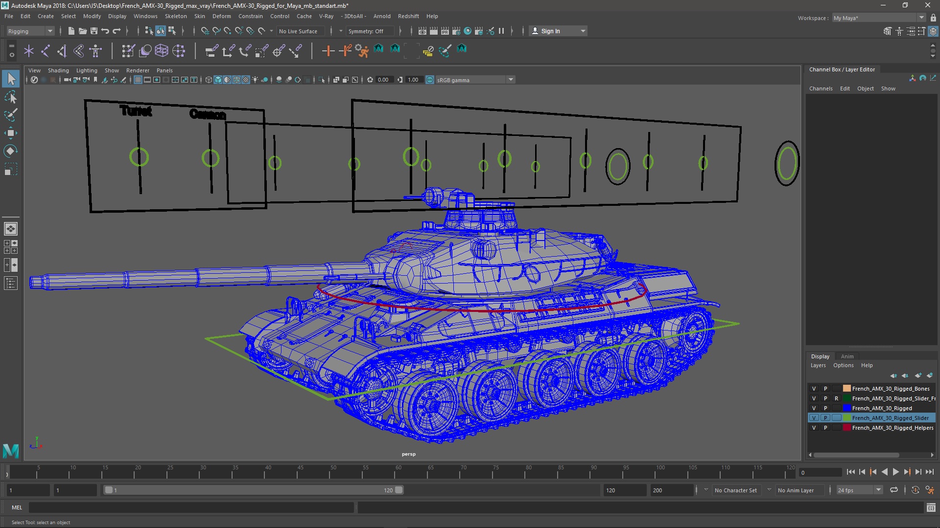 French AMX-30 Rigged for Maya 3D model