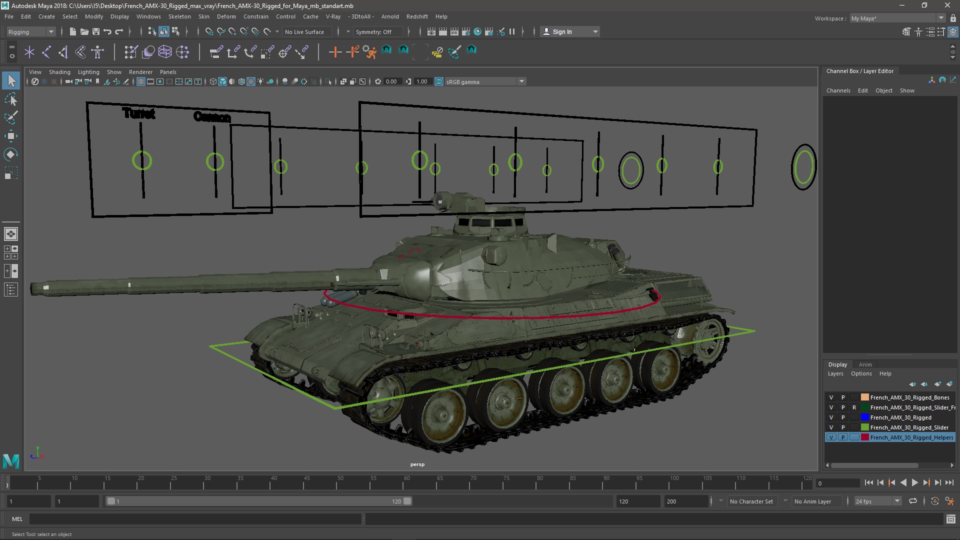 French AMX-30 Rigged for Maya 3D model
