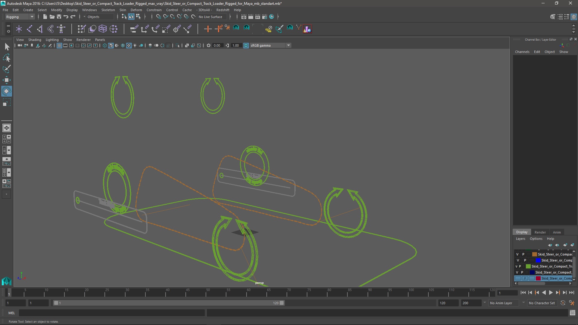 3D model Skid Steer or Compact Track Loader Rigged for Maya
