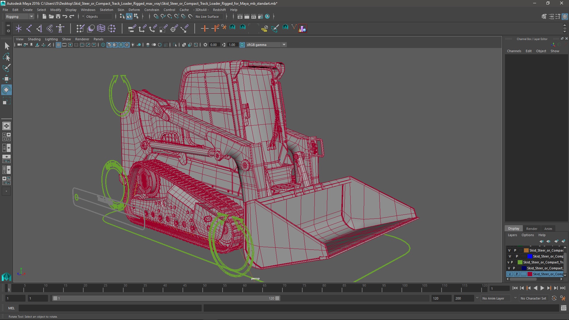3D model Skid Steer or Compact Track Loader Rigged for Maya