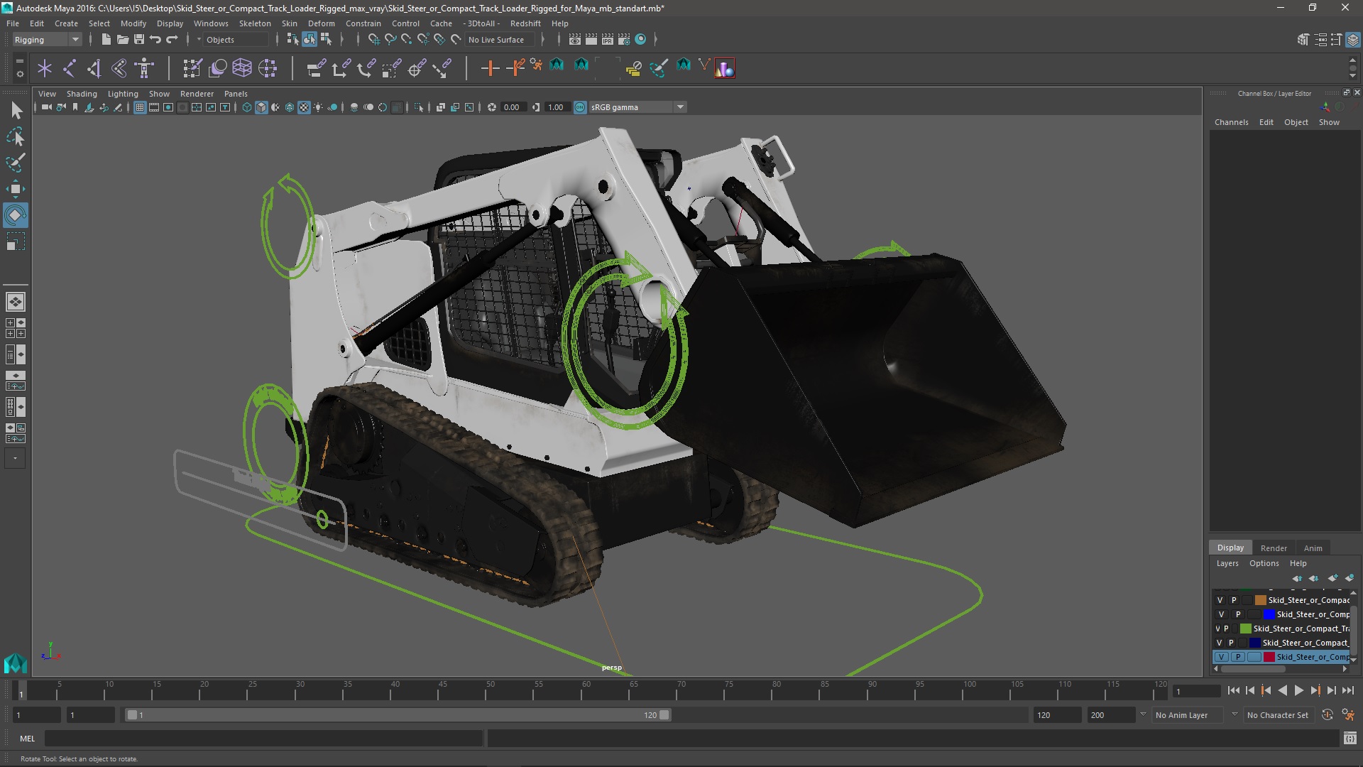 3D model Skid Steer or Compact Track Loader Rigged for Maya