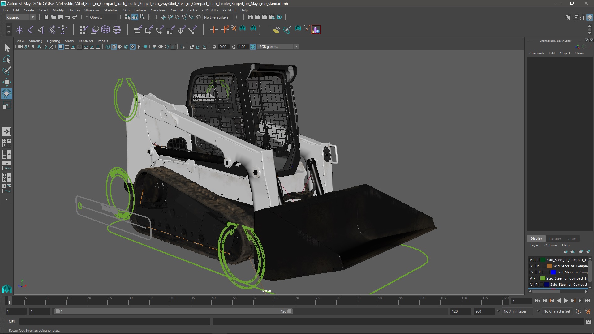 3D model Skid Steer or Compact Track Loader Rigged for Maya