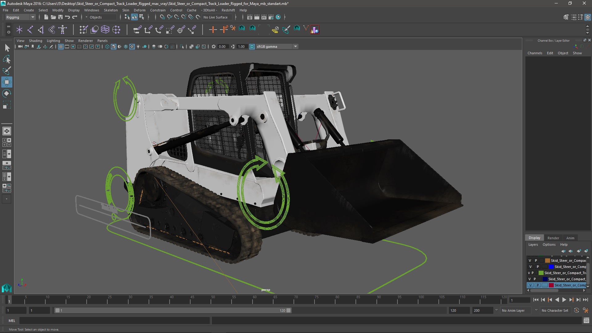 3D model Skid Steer or Compact Track Loader Rigged for Maya