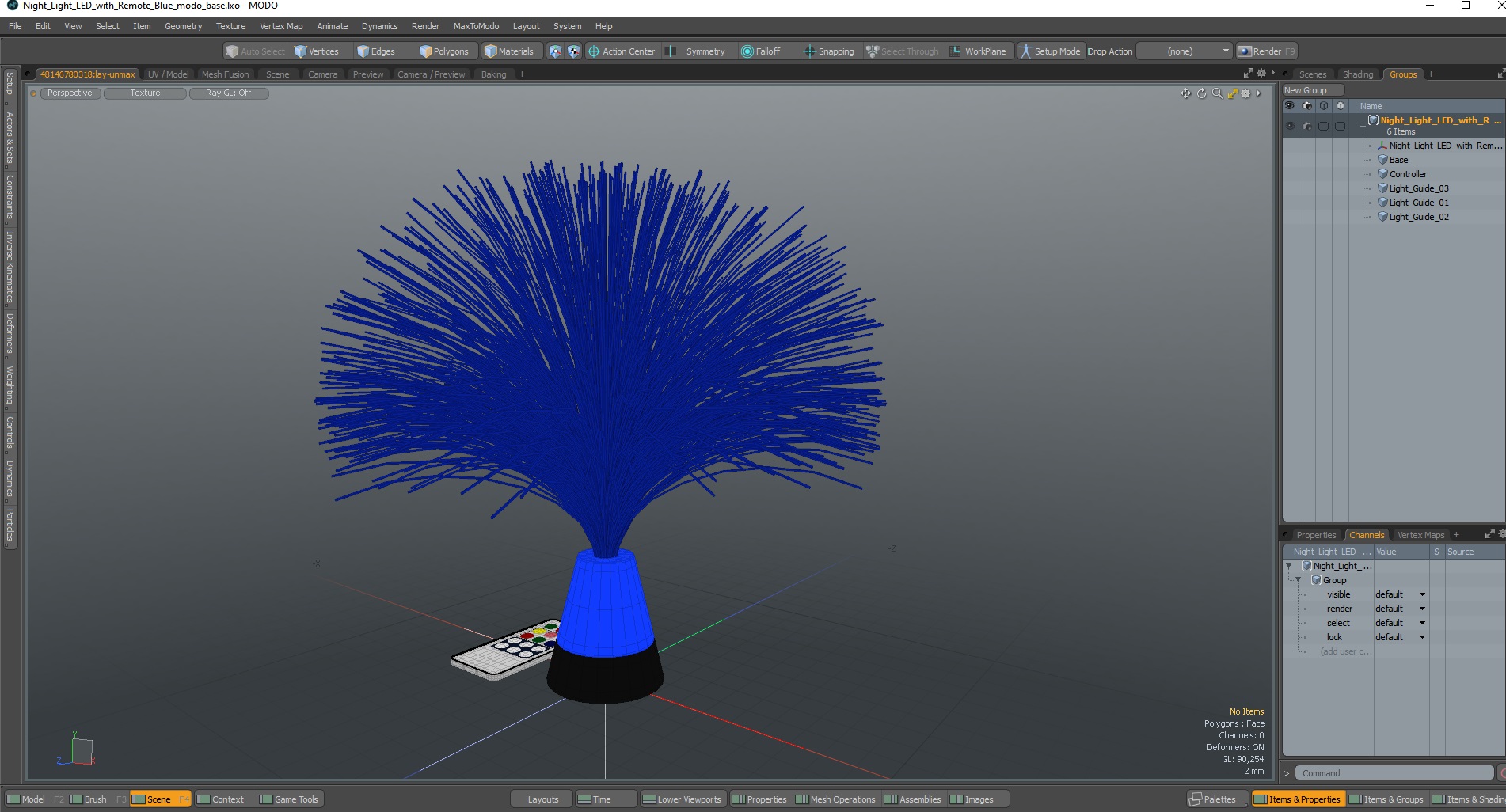 Night Light LED with Remote Blue 3D