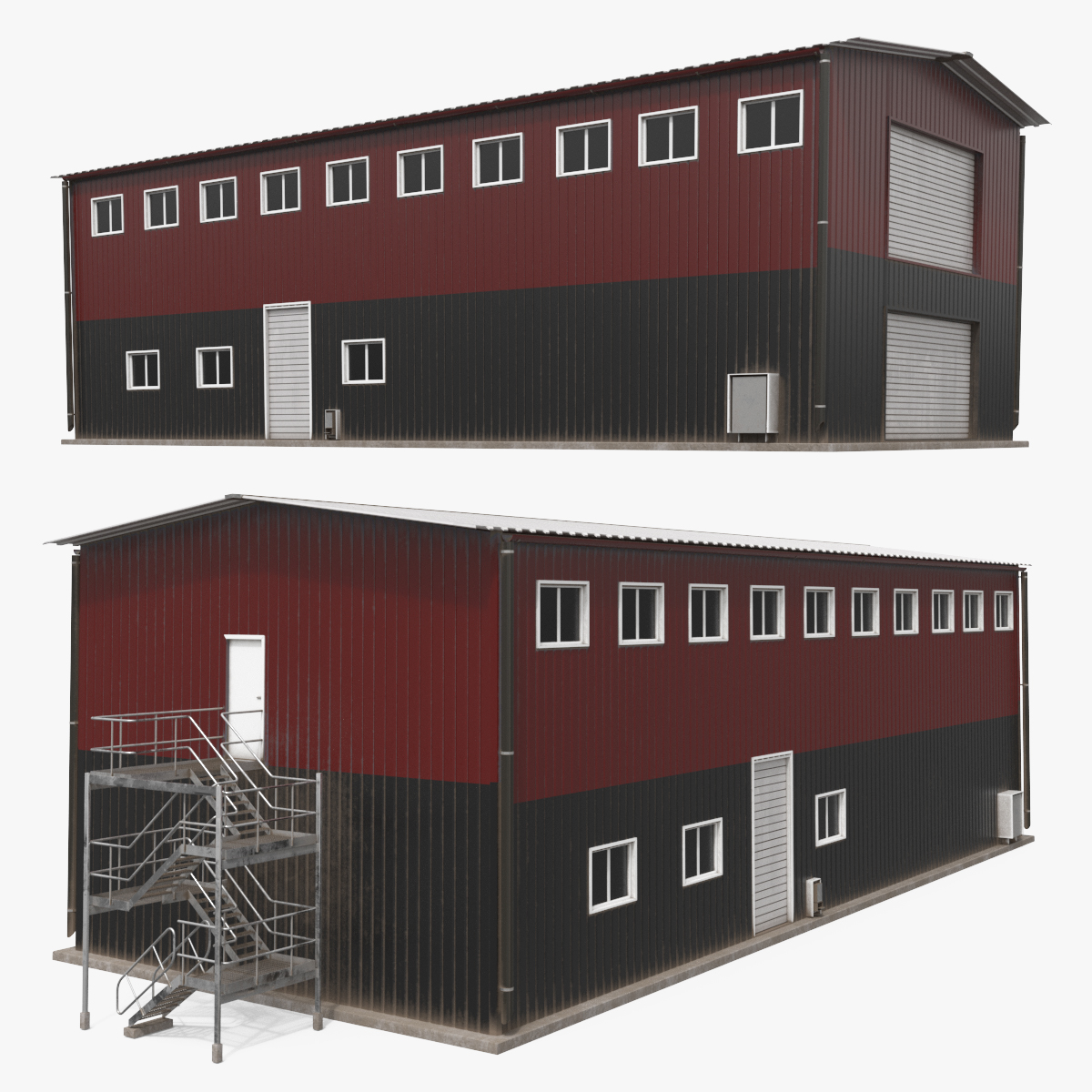 Industrial Steel Building 3D model preview