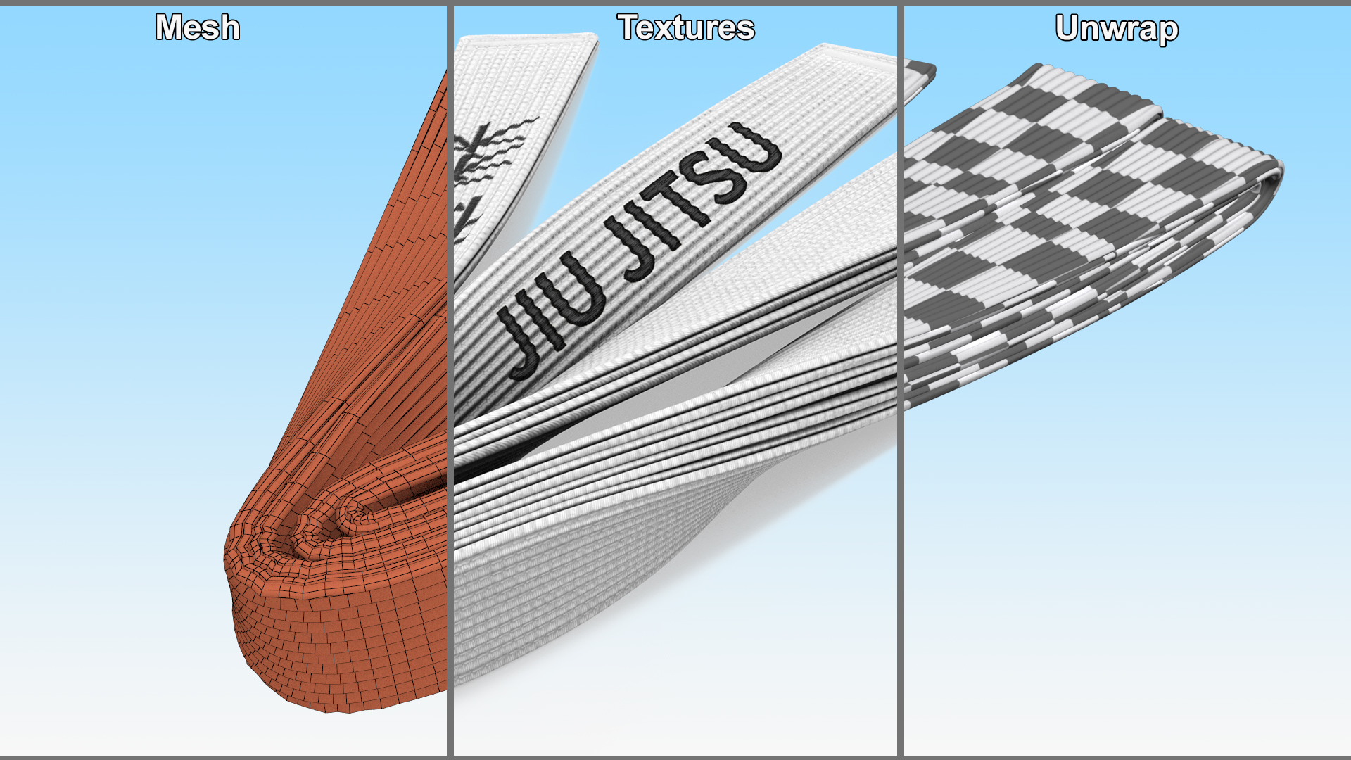 Jiu Jitsu White Belt Obi 3D model