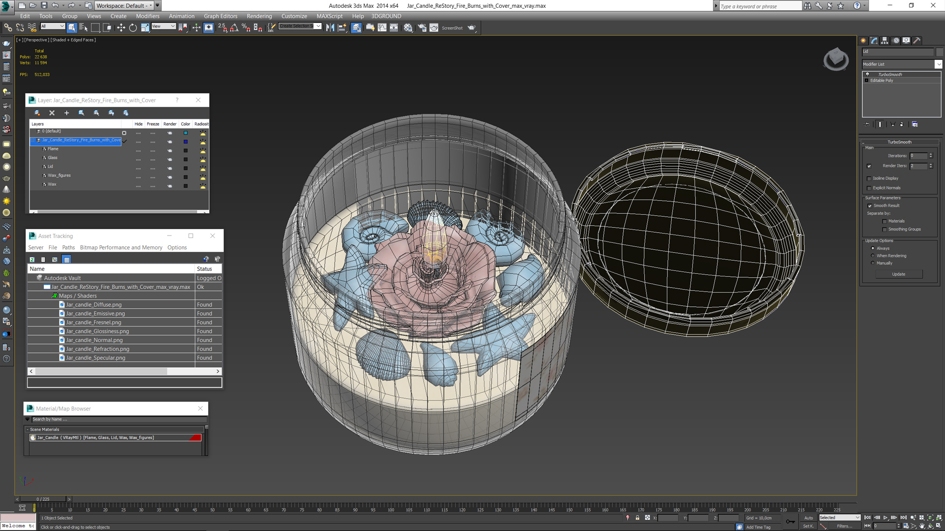 3D model Jar Candle ReStory Fire Burns with Cover