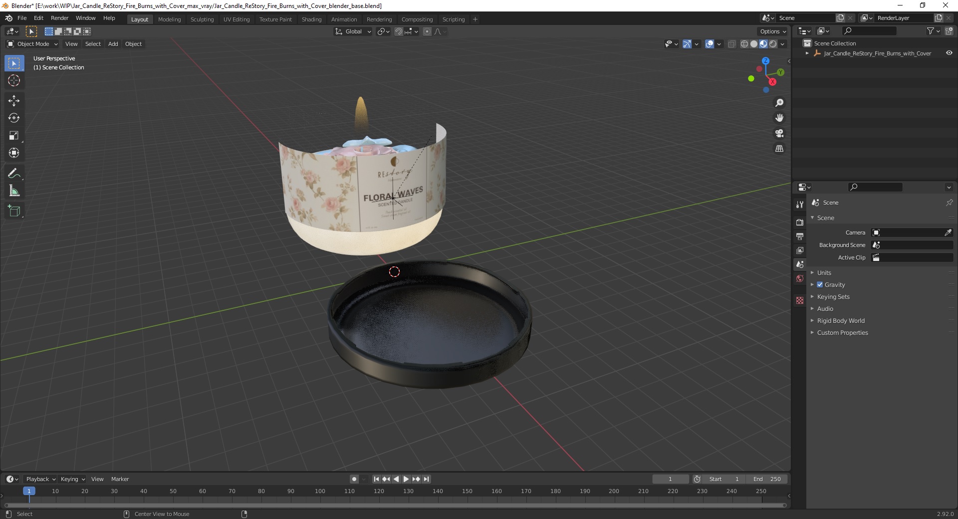 3D model Jar Candle ReStory Fire Burns with Cover