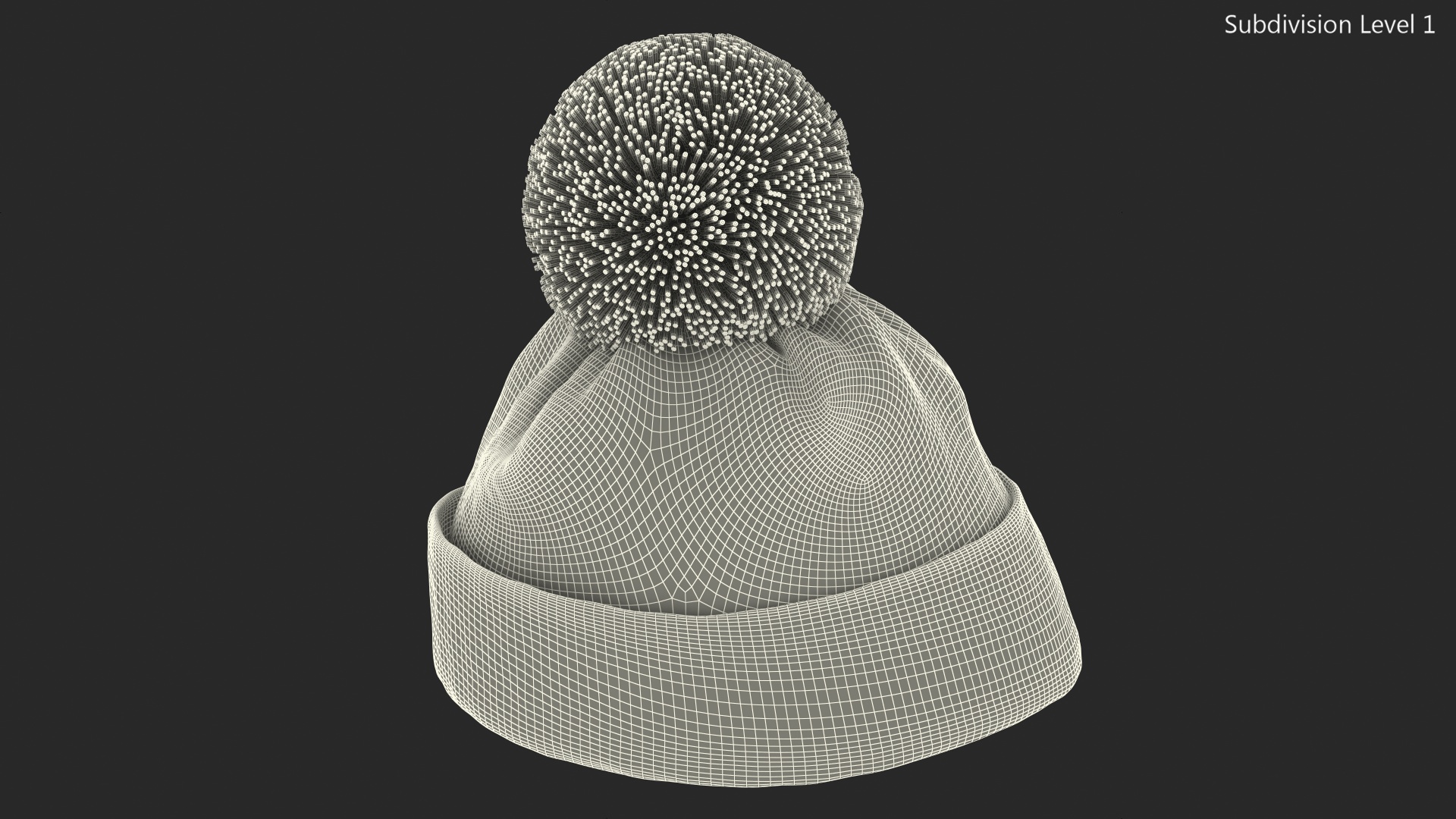 Winter Hat With Pompom Blue 3D