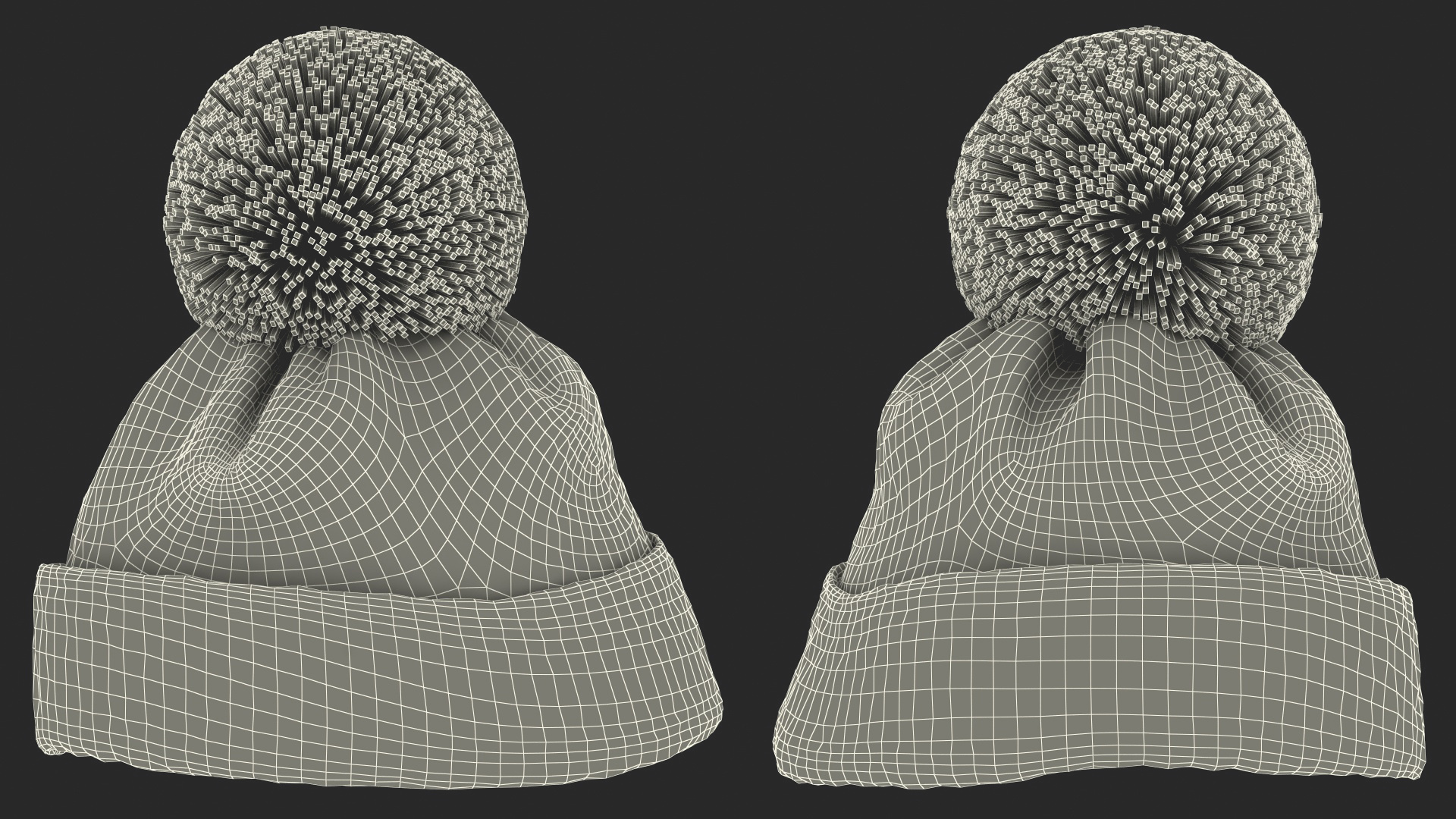 Winter Hat With Pompom Blue 3D