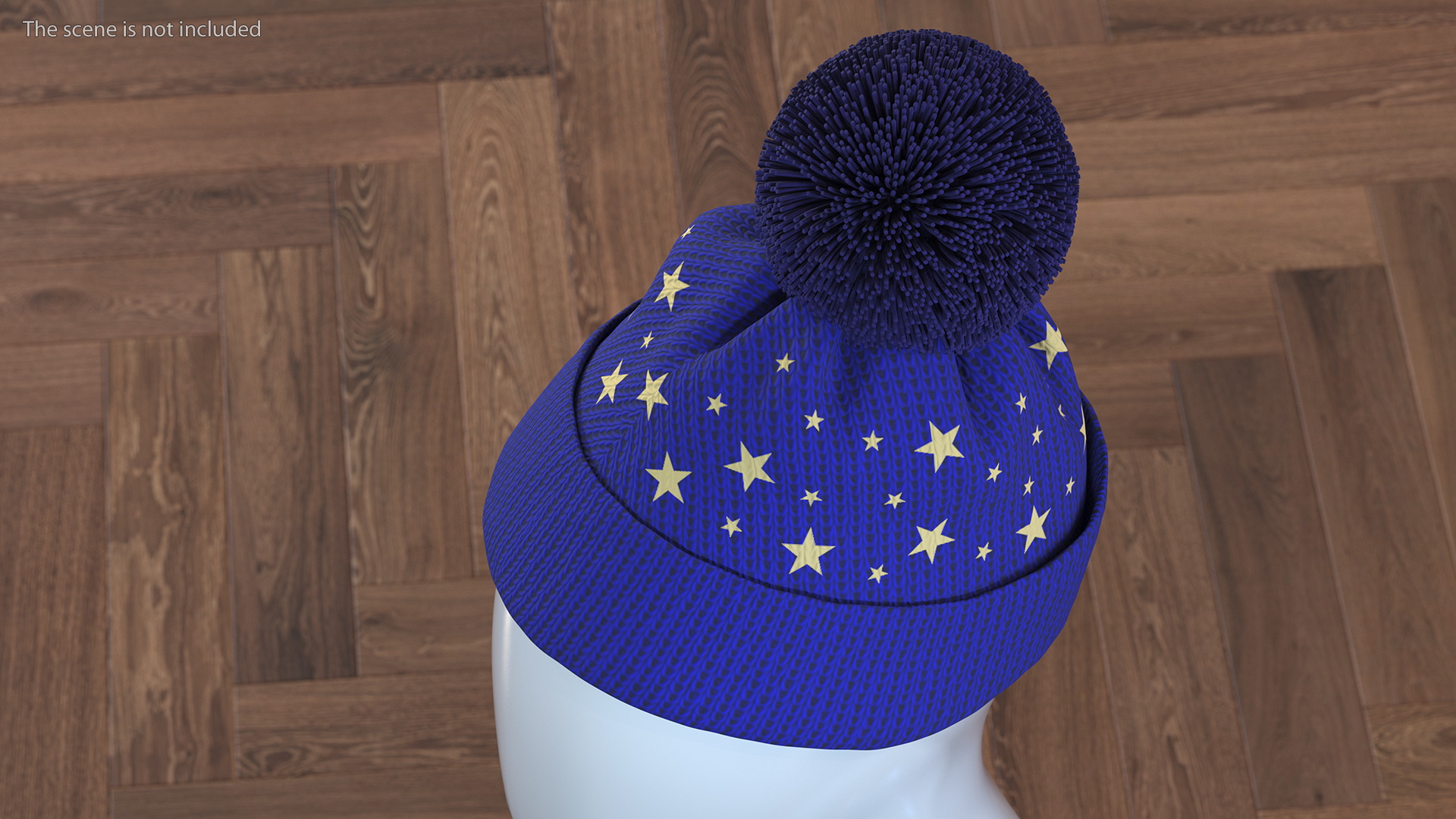 Winter Hat With Pompom Blue 3D