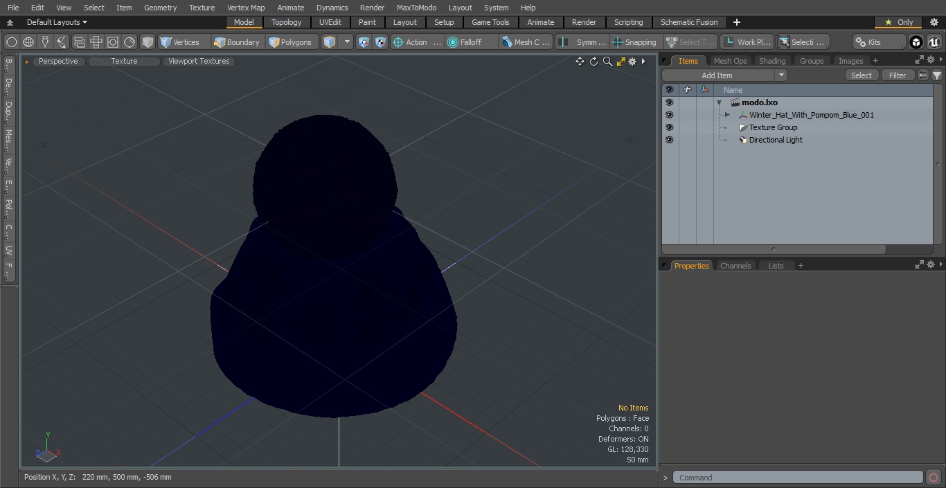 Winter Hat With Pompom Blue 3D