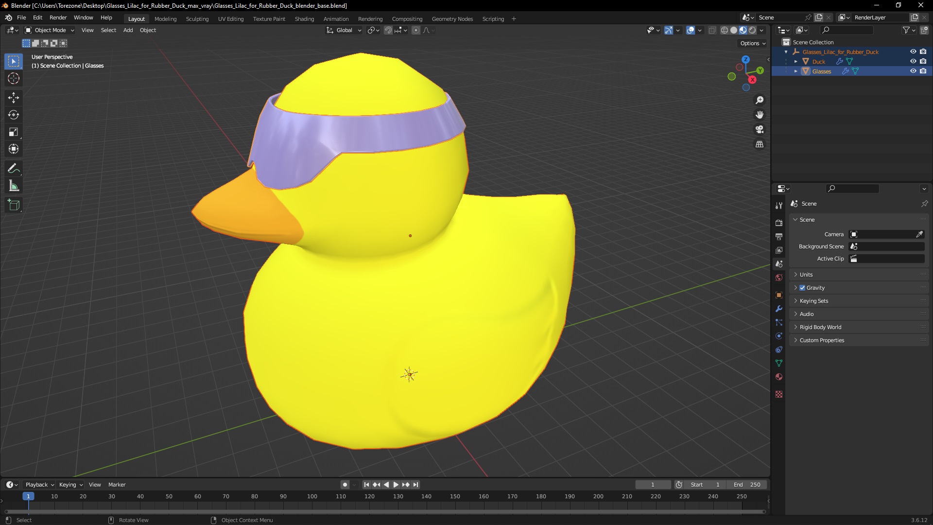 Glasses Lilac for Rubber Duck 3D model