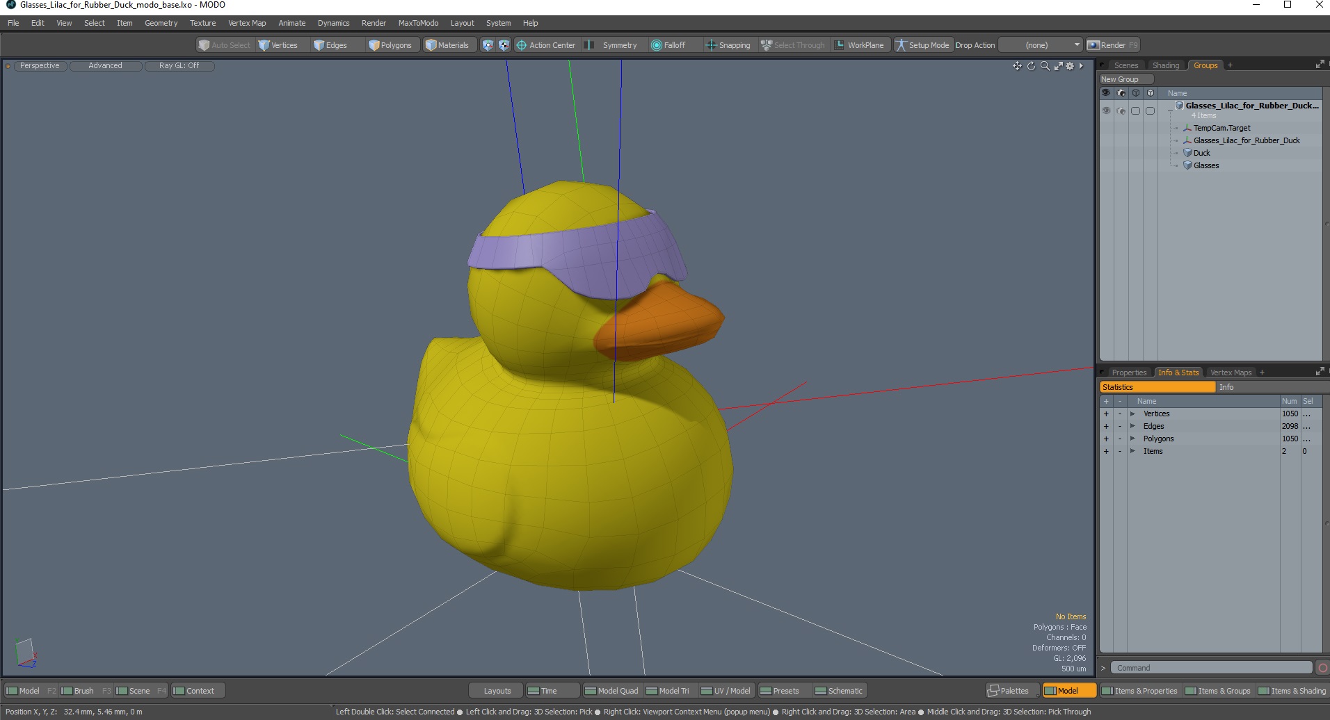 Glasses Lilac for Rubber Duck 3D model