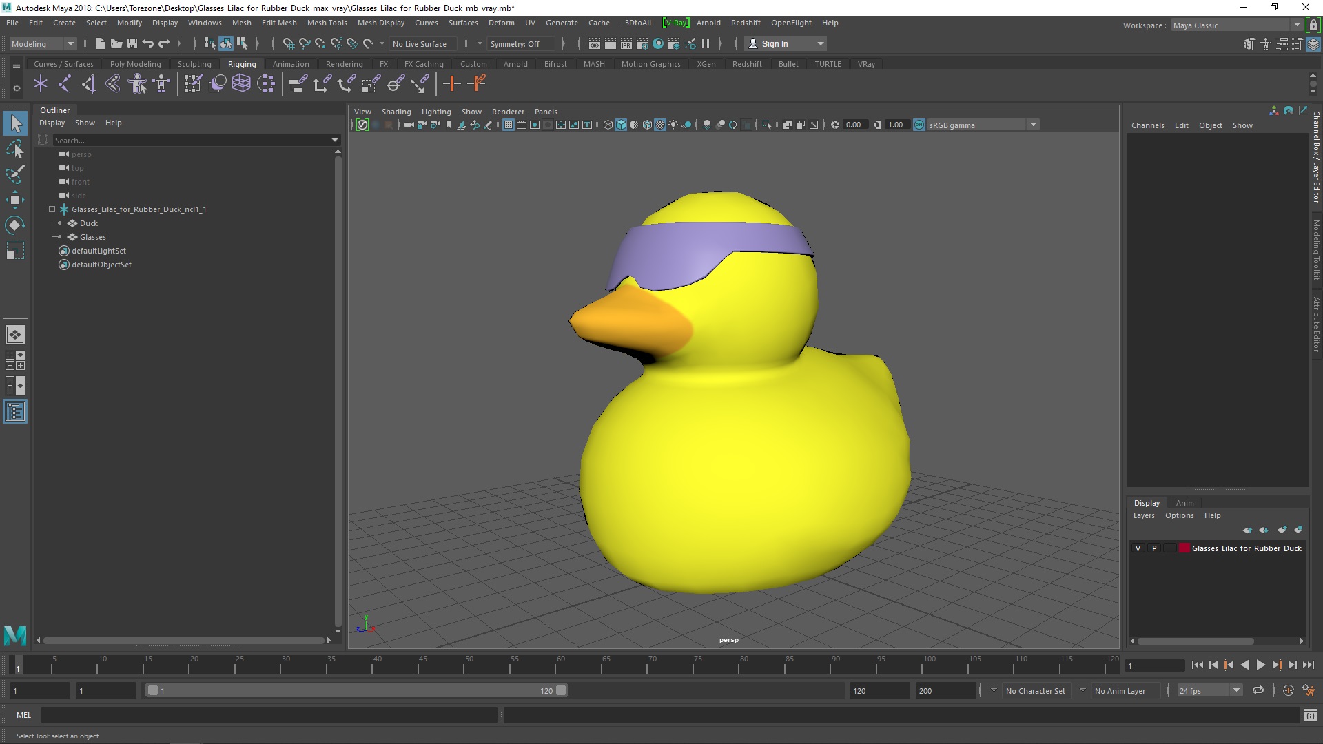 Glasses Lilac for Rubber Duck 3D model