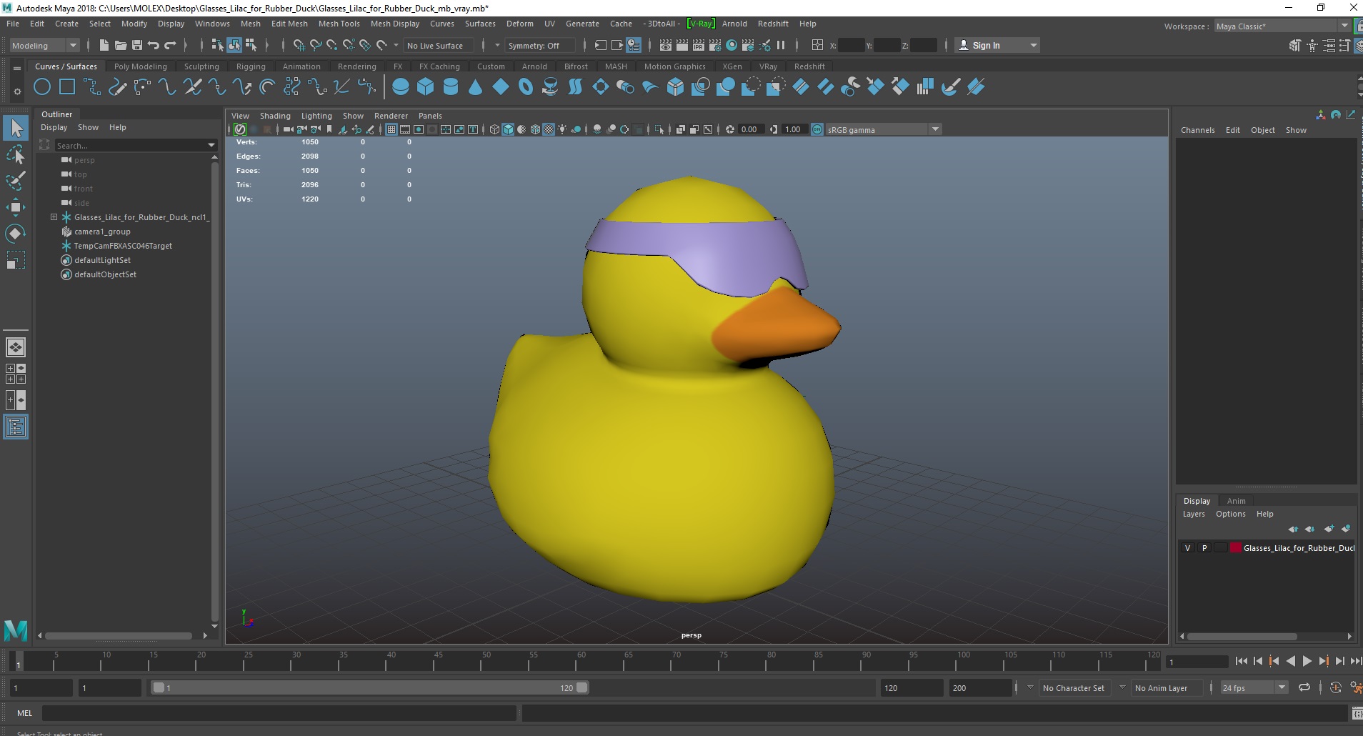 Glasses Lilac for Rubber Duck 3D model