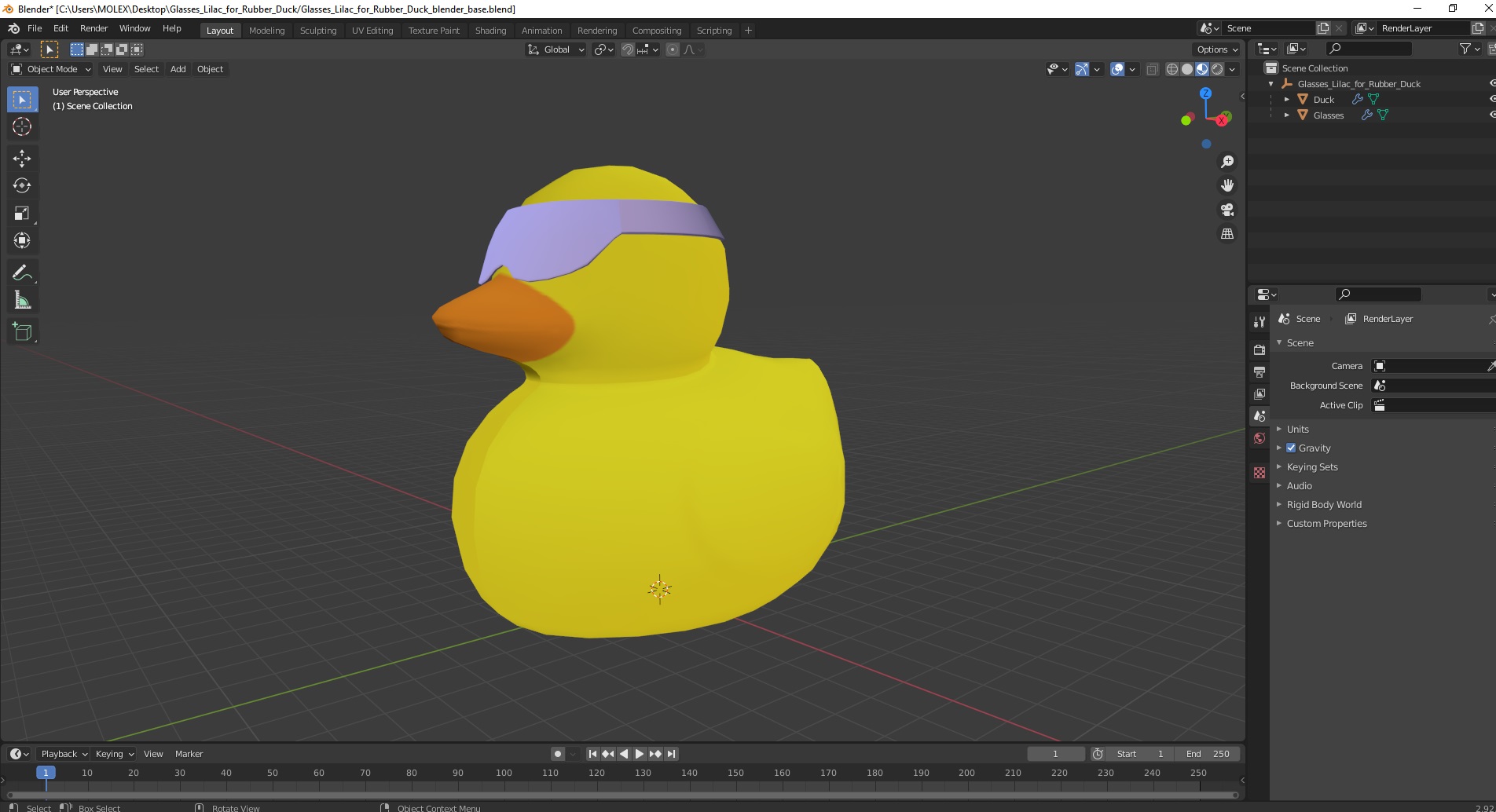 Glasses Lilac for Rubber Duck 3D model