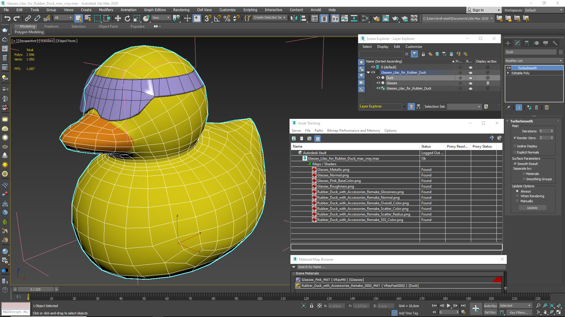 Glasses Lilac for Rubber Duck 3D model