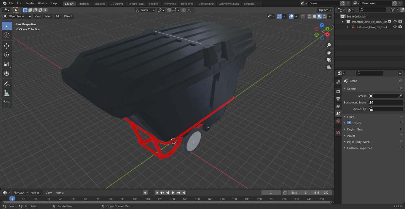 3D Industrial Uline Tilt Truck Black model