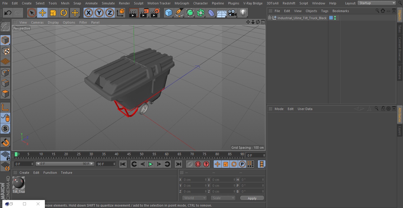 3D Industrial Uline Tilt Truck Black model